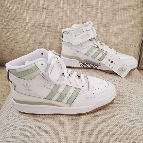 ✨ ADIDAS ✨ Forum Mid Sneaker in White/ Linen Green - [Women's size 5] - Picture 14 of 16